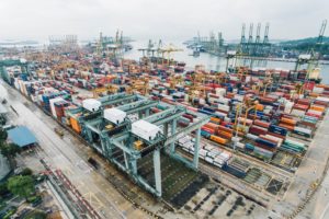A dock where container ships are loaded and unloaded.
